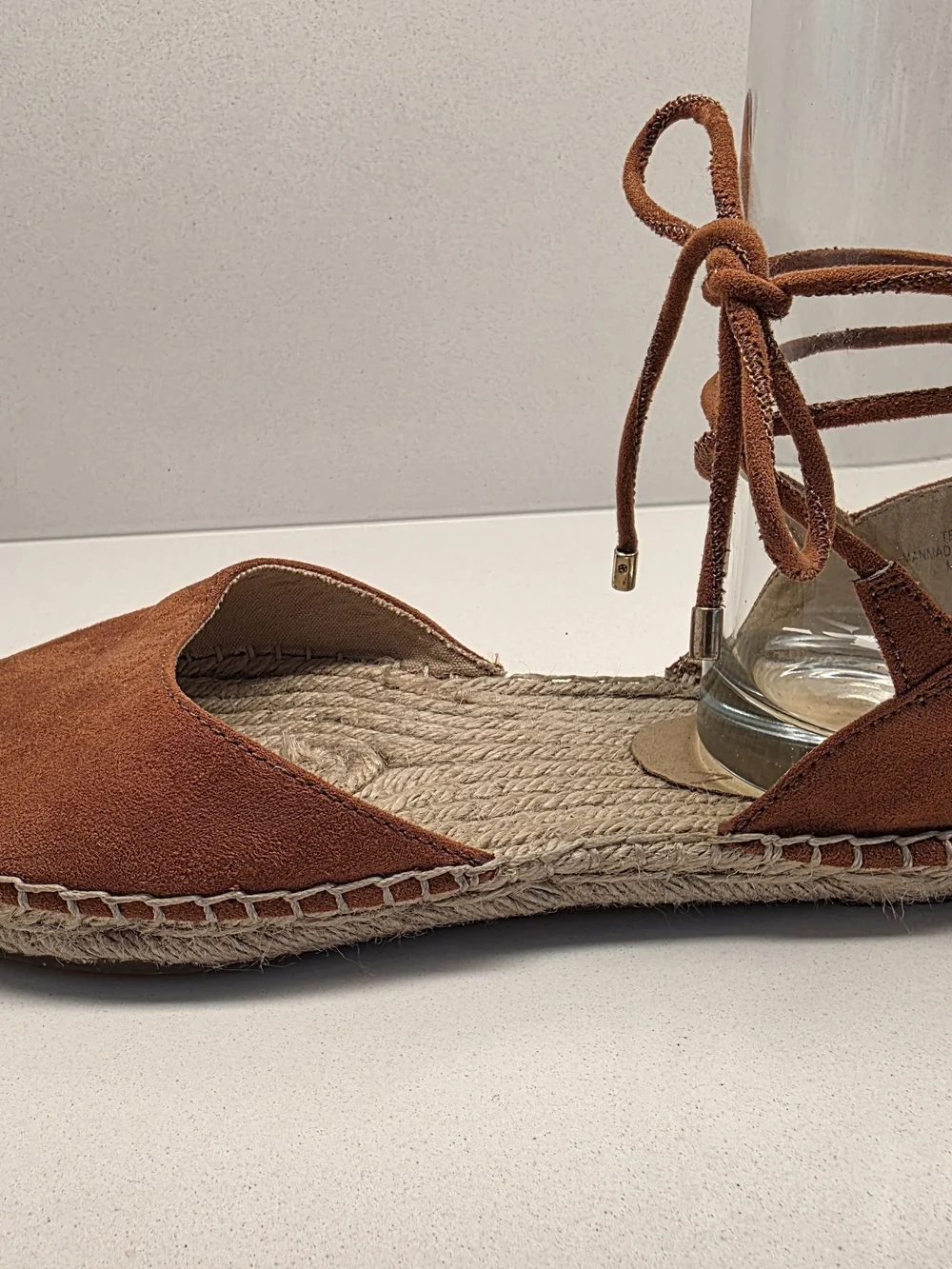 LOFT Tan Suede Espadrille Lace-Up Flats